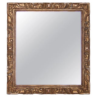 Neoclassical Empire Rectangular Gold Hand Carved Wooden Mirror, Spain, 1970s For Sale