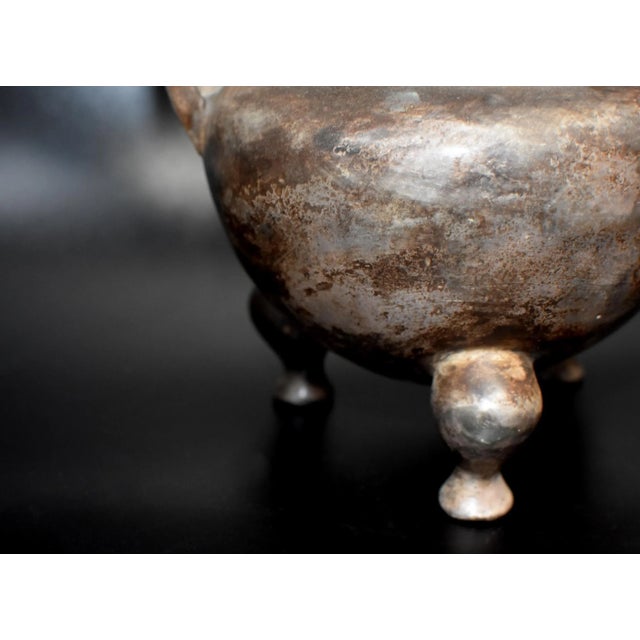 Late 19th Century Chinese Antique Incense Burner, Large, White Brass With Foo Dog For Sale - Image 5 of 13