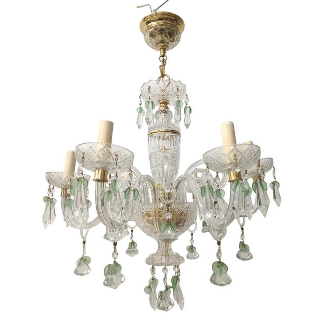 Maria Teresa Chandelier in Green Murano, 1950s, in Very Good conditions. Designed 1920 to 1949 Up to 250V (Europe/UK...