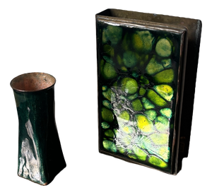Vintage Studio Enamel Smoking Set from Nora Grill, Vienna, Austria, 1950s, Set of 2