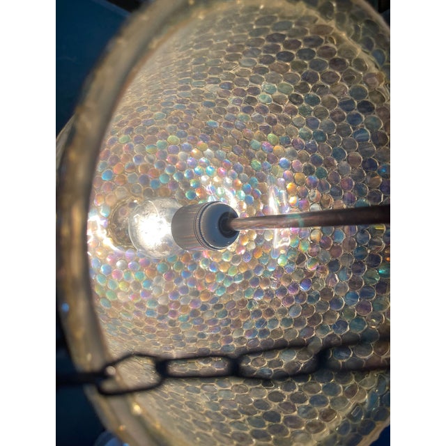 Vintage Iridescent Glass Mosaic Pendant Light with Bronze Fittings, 1960s For Sale - Image 12 of 16