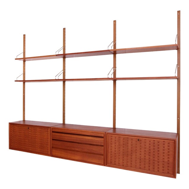 Modular Wall Unit by Poul Cadovius for Royal Copenhagen, 1960s, Set of 13 For Sale