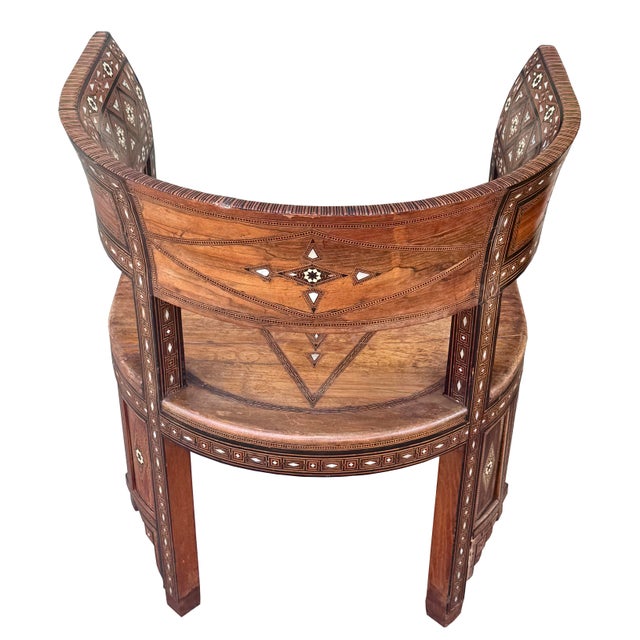 Copper Antique Marquetry & Mother-of-Pearl Round-Back Chair For Sale - Image 8 of 12