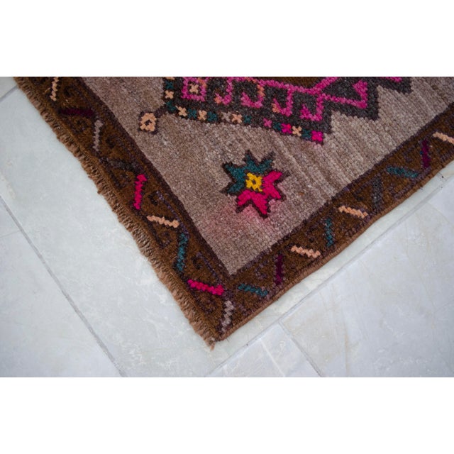 Textile Hand Knotted Low Pile Turkish Yastik Petite Rug Organic Wool Mat - 18'' X 33'' For Sale - Image 7 of 12