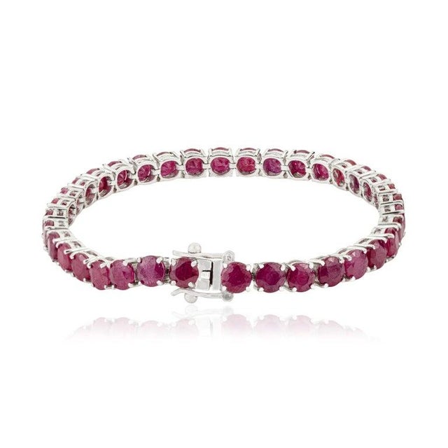 Not Yet Made - Made To Order Antique 26.05 Ct Ruby Tennis Bracelet in Sterling Silver For Sale - Image 5 of 13