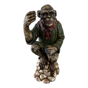 Vintage Italian Carved Polychrome Monkey Scholar Figure 23” Decorative Sculpture
