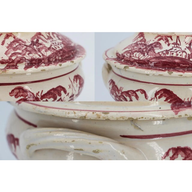 Antique White 19th Century Portuguese Earthenware Small Covered Tureen For Sale - Image 8 of 12