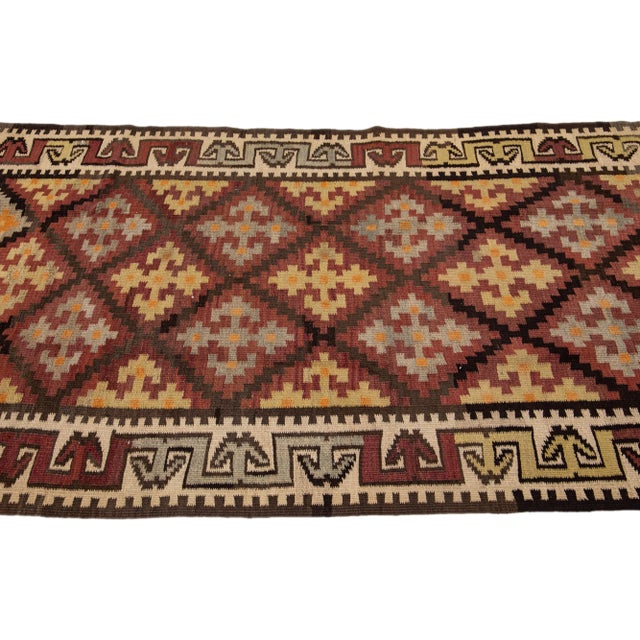 1960s 1960s Vintage Turkish Kilim Orange Handmade Tribal Wool Runner For Sale - Image 5 of 10