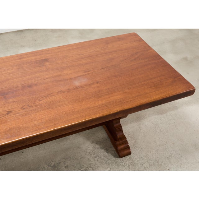 Wood Country French Provincial Oak Trestle Farmhouse Dining Table 8 Ft For Sale - Image 7 of 18