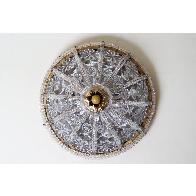 1990s Hollywood Regency Floral Lead Crystal Flush Mount, 1990s For Sale - Image 5 of 15