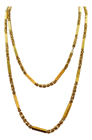 Vintage 63 Gm 18 Karat Yellow Gold Handmade Chain 30 Inch Unique Opera Length