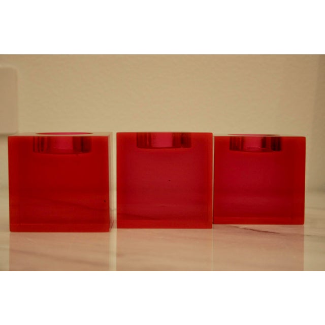 Pink Lucite Votive Candle Holders Set of 3 Chairish