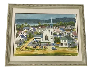 20th Century "Coastal Church on Sunday" Original Watercolor by Burchfield