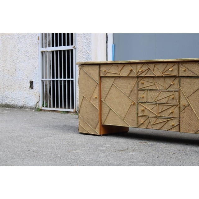 Large Vintage Low Bamboo Sideboard, Italy, 1970s For Sale - Image 11 of 18