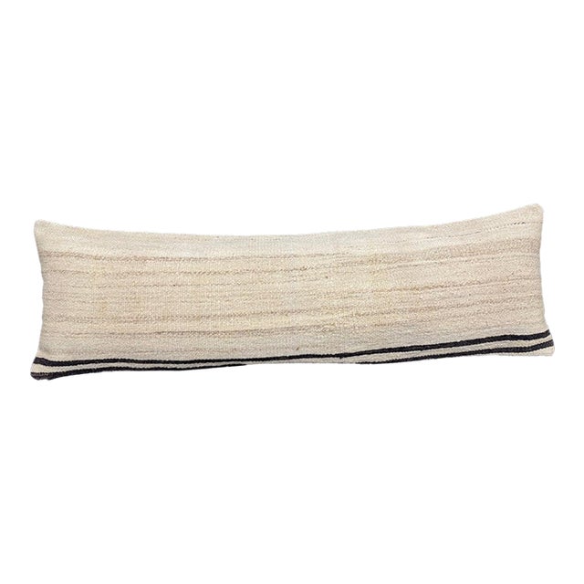 Turkish Hemp Pillow Cushion Natural Beige Black Cushion Cover 14x45 For Sale