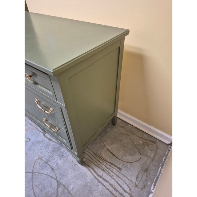 Timeless Vintage Sage Three-Drawer Dresser With Warm Gold Hardware For Sale In Atlanta - Image 6 of 11
