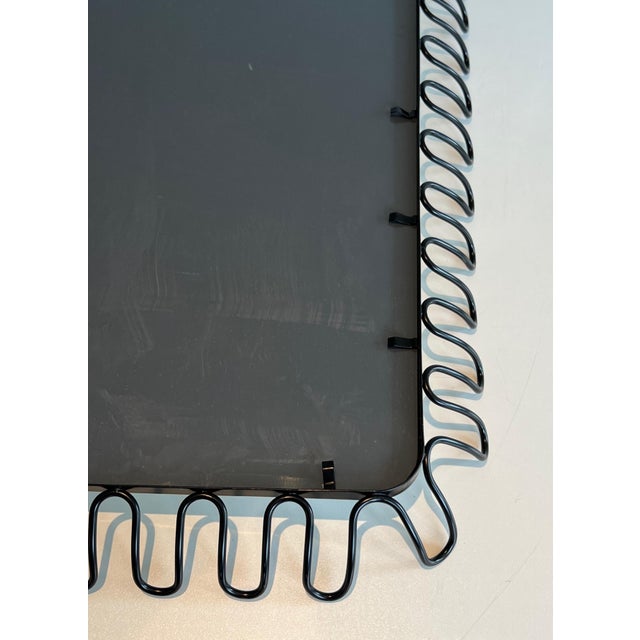 Black Lacquered Metal Mirrors Circa 1980 - a Pair For Sale - Image 11 of 12