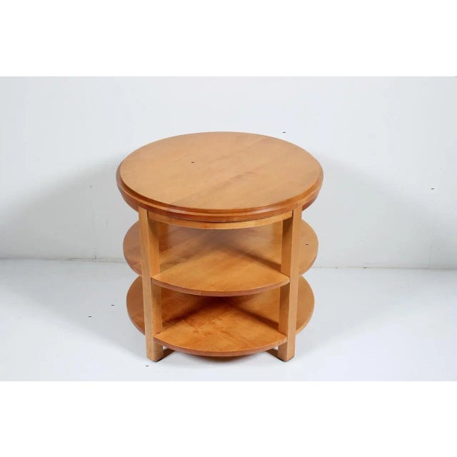 Donald Deskey Donald Deskey Style Round Three Tier Maple Occasional Table, 1930s For Sale - Image 4 of 12