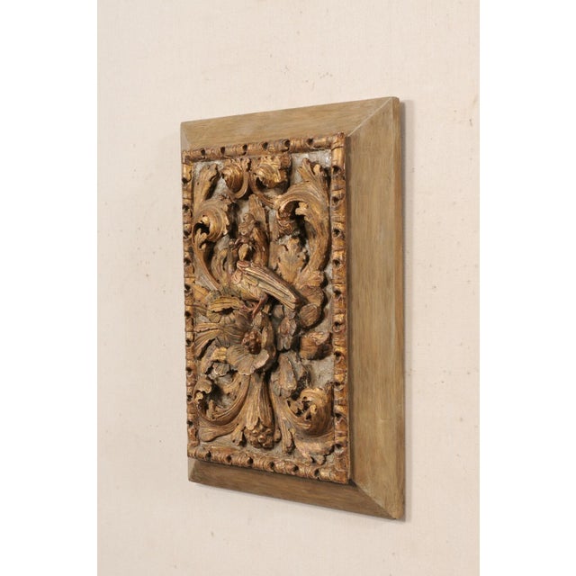 French French Floral & Bird Carved Plaque, 19th Century For Sale - Image 3 of 9