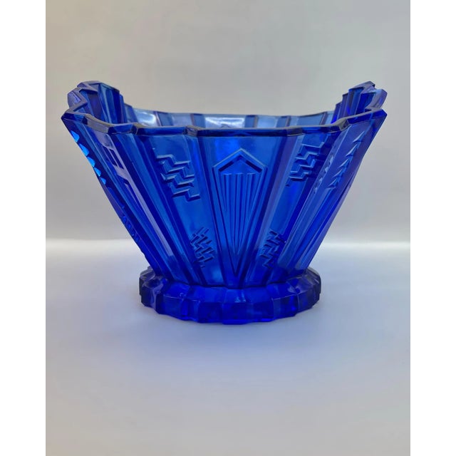Glass 1930’s L. E. Smith Dark Blue Console Dish For Sale - Image 7 of 9