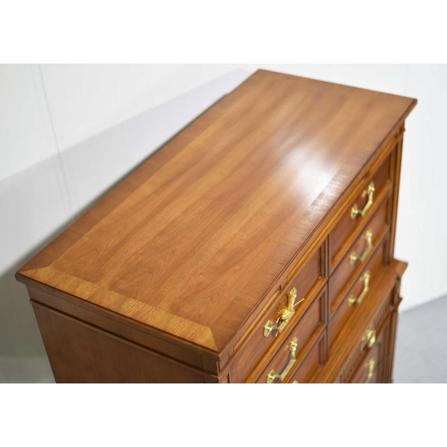 Mid Century Transitional Highboy Fluted Frieze Dresser by Thomasville For Sale - Image 11 of 15