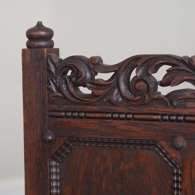 Wood Jacobean Oak Sideboard with Mirror, 1920 For Sale - Image 7 of 12
