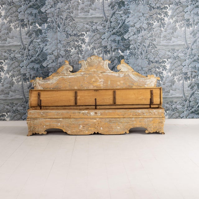 18th C. Italian Baroque Cassapanca Storage Bench in Original Paint For Sale - Image 11 of 17