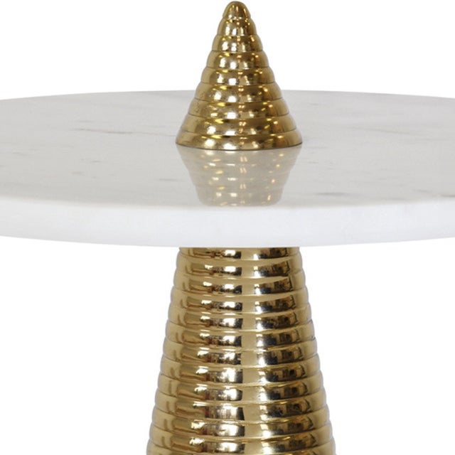 Contemporary Matthew Izzo Home Pasha Conical Brass and Marble Side Table For Sale - Image 3 of 8