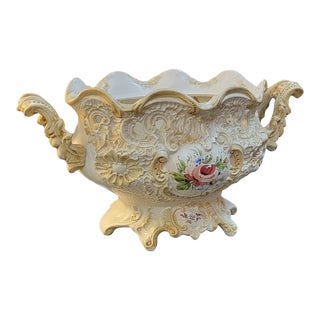 Mid Century Italian Baroque Ceramic Oval Planter For Sale