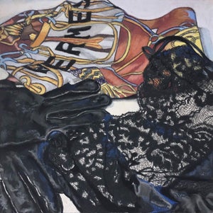 Silk, Leather, and Lace by Sharon Pomales Tousey | Pastel Still life of gloves and fabric