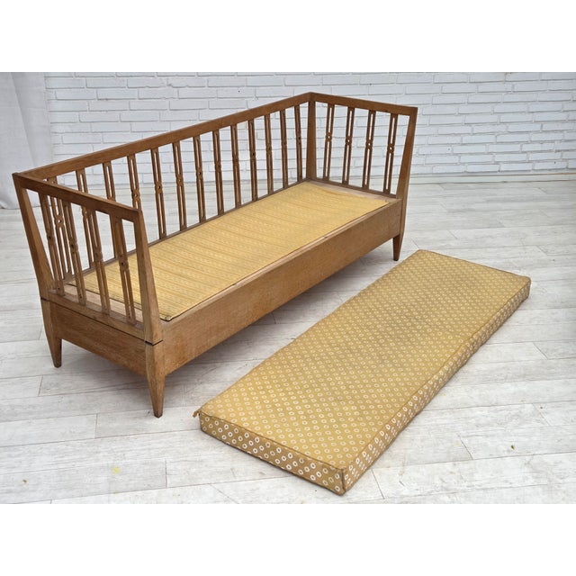 Brown Swedish Drop Arm Sofa in Fabric and Oak, 1970s For Sale - Image 8 of 18