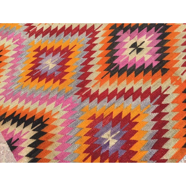 Orange Vintage Turkish Kilim Rug - 71" X 111" For Sale - Image 8 of 10