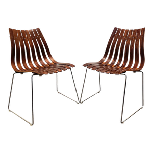 Rare Mid Century Danish Modern Slat Chairs by Hans Brattrud for Hove Møbler in Rosewood