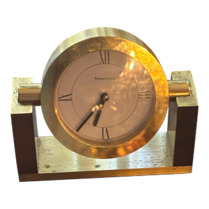Tiffany & Co. Swiss Brass Modernist Desk Clock – Recently Serviced by Tiffany – Receipt Included