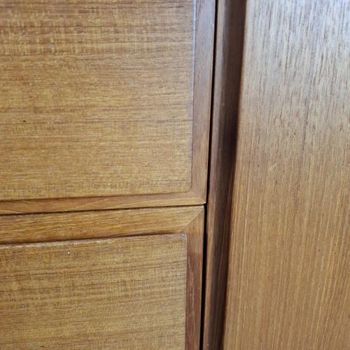 Brown Mid-Century Modern Scandinavian Teak Sideboard with Drawers and Hinged Doors, 1960s For Sale - Image 8 of 9