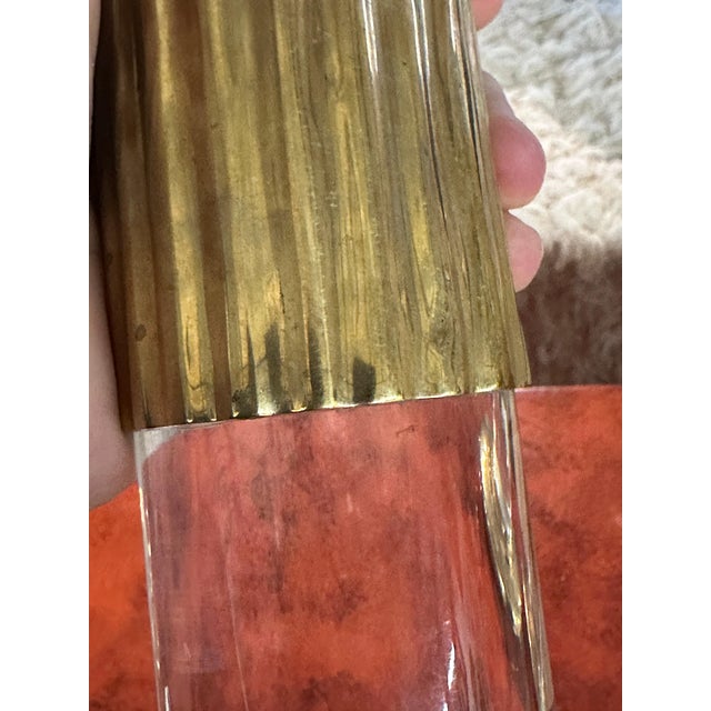 Arts & Crafts Lucite and Brass Candlestick Prickets Attributed to Dolbi and Cashier For Sale - Image 3 of 16