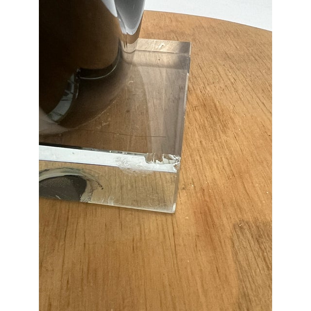 Vintage Murano Love Knot Art Glass Sculpture Black White Lucite Base For Sale - Image 10 of 16