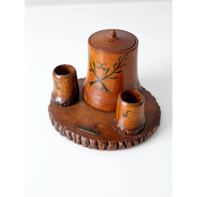 1930s Pipe Tobacco Humidor and Match Holder For Sale - Image 4 of 9