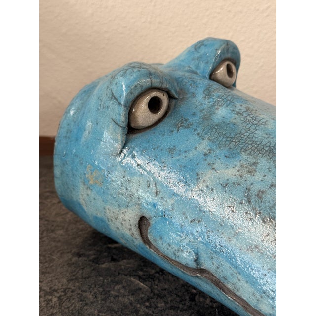 Whimsical Raku Pottery Crocodile Head For Sale - Image 9 of 16