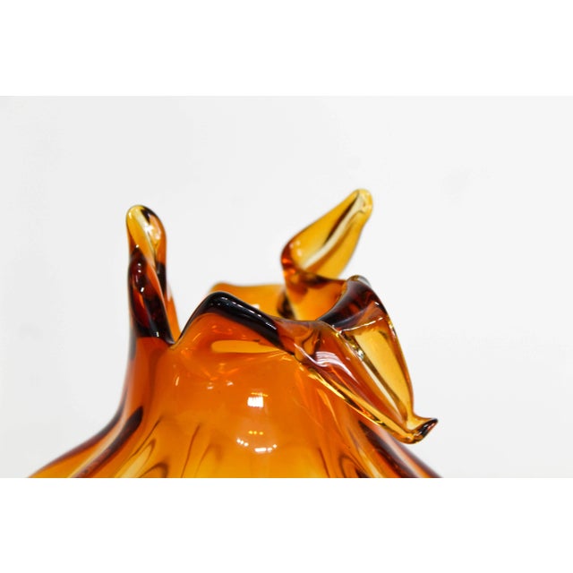 Vintage Amber Glass Deco Vase For Sale - Image 4 of 6