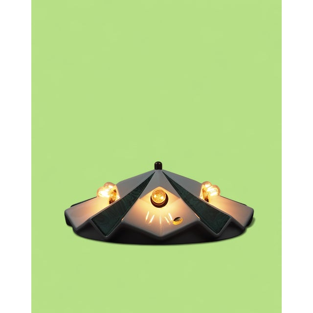 Teal UFO Wall Lamp in Green Malachite Ceramic from Pan Leuchten, 1970s For Sale - Image 8 of 11