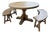 Vintage Round Oak Table and Benches, 1950s, Set of 3 For Sale