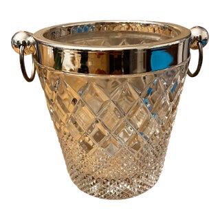 Antique 1920’s Art Deco Diamond Cut Crystal Champaign Wine Cooler Ice Bucket For Sale