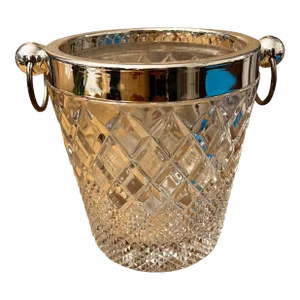 Antique 1920’s Art Deco Diamond Cut Crystal Champaign Wine Cooler Ice Bucket