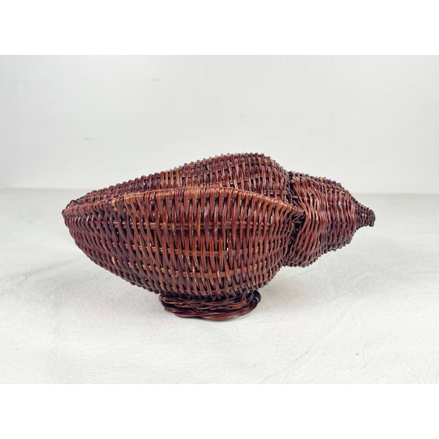 Vintage wicker shell. Small natural wicker shell basket. Perfect nautical coastal accent piece.