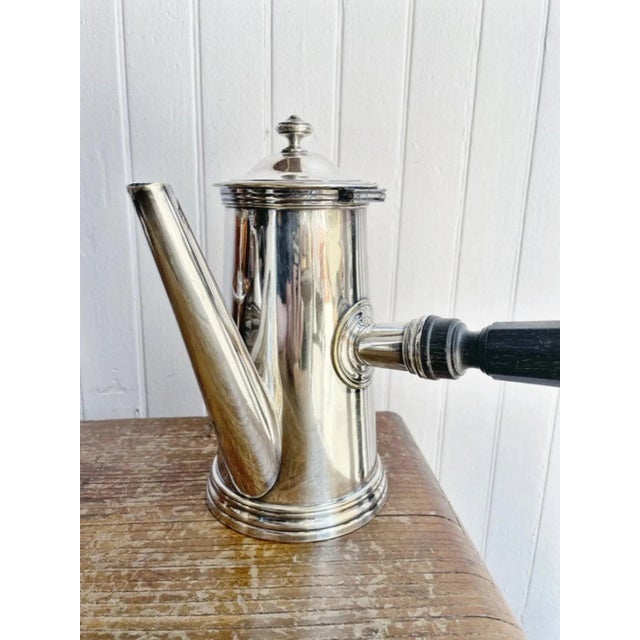 A rare and beautiful antique circa 1890s silver plated coffee or chocolate pot with carved walnut handle, made by...