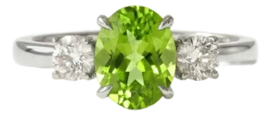 Peridot & Cubic Zirconia Ring, Three Stone Engagement Ring Us 7