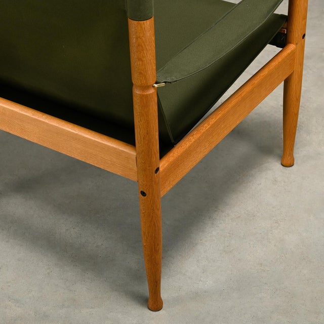 Vintage Danish Safari Chairs in Oak and Forest Green Canvas Fabric by Erik Wørts, 1970s, Set of 2 For Sale - Image 17 of 18