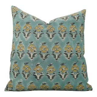 Fabdivine Artisan Block Print Throw Pillow Cover 26x26 Inch Duck Canvas- Mor Mukut For Sale