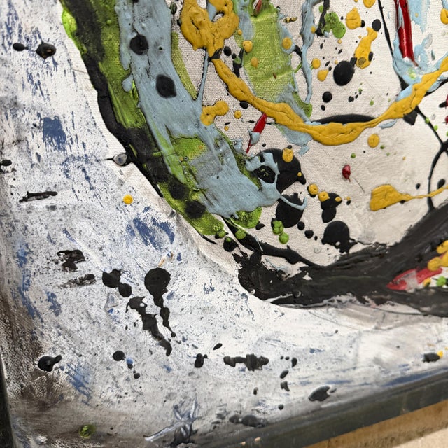 Black Abstract Expressionist Painting Textured "Drip" or "Splatter" After Jackson Pollock For Sale - Image 8 of 18